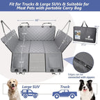 Back Seat Extender for Dogs Truck-Large Space, Dog Pet Seat Cover Back Seat Hard Bottom Holds 420lbs, Waterproof Dog Hammock for Crew Cab Trucks F150, RAM1500, Sierra, Tundra, Silverado, Grey