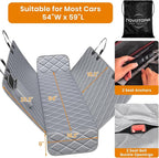 Dog Car Seat Cover for Back Seat 100% Waterproof, Long-Lasting and Soft Nonslip Backseat Cover for Cars, SUVs and Trucks, 600D Oxford Fabric, Grey, Standard (54" W x 59" L)