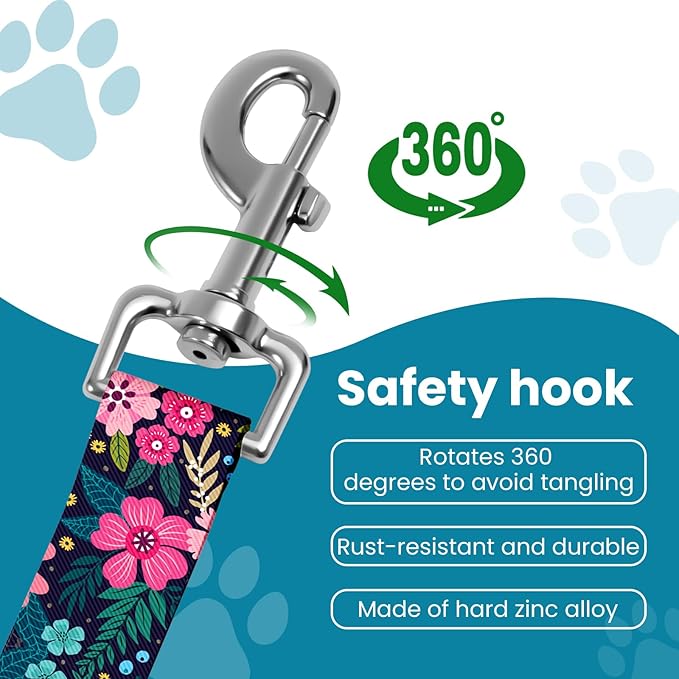 Adjustable pet cat and Dog car seat Belt，The Lanyard is Flexible and Adjustable from 20 to 33 inches (Floral)