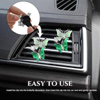 2PCS Car Air Vent Clips, Dual Butterfly Diamond Car Air Conditioner Outlet Vent Clip, Cute Car Diffuser Perfume Clip, Car Air Freshener Decor Accessories for Women Girl (Green, Style 1)