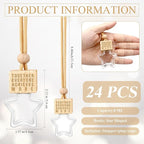 24 Pcs Star Shaped Car Fragrance Diffuser Bottle Bulk - Appreciation Gifts Set Hanging Glass Diffusers with Inspirational Message for Coworker Teacher Staff Thank You Gift (Team)