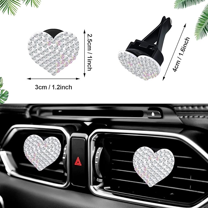 Frienda 8 Pcs Bling Car Air Vent Clips Crystal Rhinestone Air Conditioning Outlet Clip Cute Diamond Interior Car Accessories for Women (Classic Style)