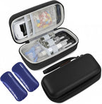 Insulin Cooler Travel Case, Portable EVA Medicine Travel Cooler, Diabetes Case with 2 Reusable Ice Packs TSA Approved for Diabetic Supplies Patent Pending(Black-No Temp)