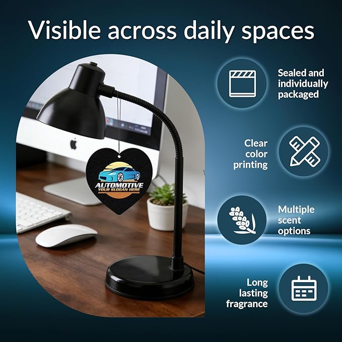 10-1000 Pcs Custom Air Fresheners with Picture - Personalized Photo/Logo/QR Code/Text, Bulk Promotional Car Gifts for Business Branding Events (A6-Heart)