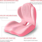 Ergonomic Lumbar & Seat Support Cushion, 2-in-1 Memory Foam Cushion with Coccyx Hollow Design for Office Chair, Car Seat, Home Use - Relieves Back & Hip Pain (Pink)
