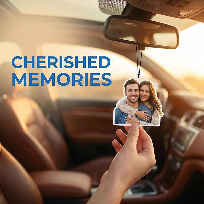 Custom Air Freshener for Car with Photo Text Picture Both Sides, Personalized Gift for Valentine’s Day Birthday- Ideal for Car Wardrobe Bathroom Hanging Ornaments
