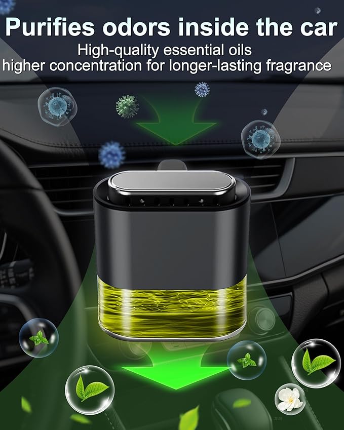 Car air freshener, Long-Lasting Fragrance with Essential Oils, Equipped with 2 Fragrance Sticks, car Vent Clip, Essential Oil Aromatherapy Diffuser Suitable for Men and Women, Cologne