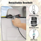 Chew Proof Dog Car Seat Belt, 2 in 1 Steel Cable Dog Car Accessories Headrest Restraint Doggie Car Seatbelt for Medium Large Dogs Chewer Heavy Duty Doggie Seatbelts for Cars Swivel Attach