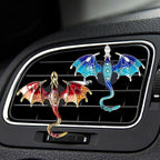 2 Pcs Bling Dragon Car Air Freshener Vent Clips, Crystal Rhinestone and Enamel Dragon Air Vent Clips Car Diffuser Cute Car Interior Decoration Accessories for Women Gift (Blue Red)