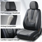 Coverado Leather Seat Covers for Car, Waterproof Front Car Seat Covers with Lumbar Support Universal Fit for Most Sedans SUV Pick-up Truck(Black&Gray)