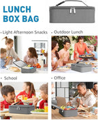 Small Lunch Box Insulated Lunch Bag for Women Men, Bento Kids Lunch Box, Compact Portable Thermal Meal Cooler Bags with Buckle Handle for Work & School, Gray 5L