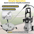 Dalmbox 16.5" Pressure Washer Surface Cleaner, 4-Wheel Stainless Steel Rotary Attachment, 1/4” Quick Connect, 4000 PSI Cleaner for Patio, Driveway, Concrete & Sidewalk Power Washer Attachment