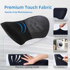 Lumbar Support Pillow for Office Chair and Car - Ergonomic Memory Foam Back Support Cushion for Automotive Seat, Desk Chair, and Recliner (Black)
