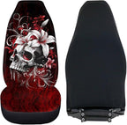 Halloween Skull Car Seat Covers 2 Pcs Car Seat Covers Front Seats Only Breathable Breathable Easy to Install Anti-Slip Back Fabric Universal Fit for Auto Truck Van SUV
