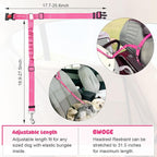 BWOGUE Pet Dog Cat Seat Belts, Car Headrest Restraint Adjustable Safety Leads Vehicle Seatbelt Harness (1 Pack, Pink, Elastic)
