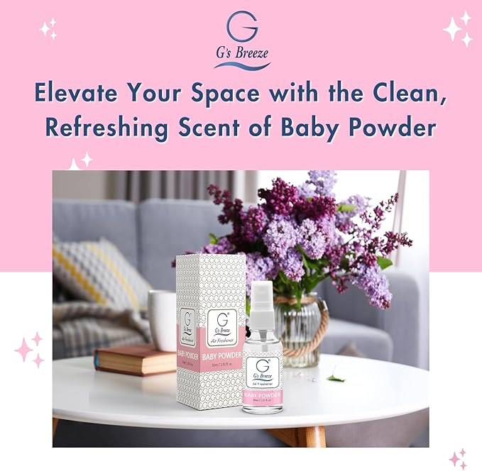 G's Breeze Baby Powder Air Freshener - Soft & Soothing Fresh Baby Powder Scent - Ideal for Nurseries, Bedrooms, Living Rooms & More - Elevate Your Space with Comforting Aroma
