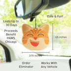 Cute CAT CAR AIR FRESHENER - Cute Cat Design, Long-Lasting Scent, Portion of Proceeds Benefit Paws Chicago (Coffee - Pack of 3)