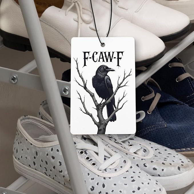 Funny Gothic Skull Black Crow Car Air Freshener 4 Pcs, Dark Humor Raven Hanging Air Freshener for Cars Closet Drawer Books, Witchy Goth Bird Floral Car Accessories for Women Men