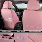 Coverado Car Seat Covers Full Set, 5 Seats Front Seat Cover and Back Seat Covers for Cars, Automotive Seat Covers Nappa Leather Waterproof Seat Covers, Car Seat Protectors Universal for Cars Pink