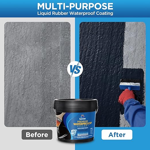 Waterproof Sealant Black Waterproof Coating 1 Gallon Leak Repair Coating for Flat, Metal, Roofs, Foundations, Gutters, Indoor & Outdoor Walls, Bathroom, Kitchen, Garden Leak Liquid Sealant
