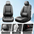 Fit Frontier Car Seat Covers Premium Leather for Nissan Frontier 2009-2025 2026. Waterproof， Breathable, Scratch-Resistant & All-Weather Seat Cushion Protector（Full Set,Black