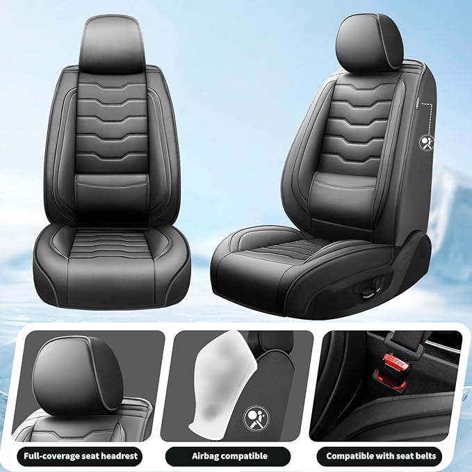 Fit Tucson Car Seat Covers Premium Leather for Hyundai Tucson 2010-2025 2026. Waterproof， Breathable, Scratch-Resistant & All-Weather Seat Cushion Protector (Full Set, Black)