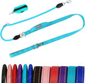 6FT Heavy Duty Dog Leash for Small Medium Large Dogs, Tangle Free Reflective Dog Training Leash with Double Handle, Seat Belt Buckle & Poop Bag Holder (Blue)
