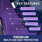 Dri Seats Waterproof Car Seat Cover – Premium Sweat Towel with Slip Resistant Backing for Front Seats in Cars, Trucks, SUVs – Universal Seat Covers & Liner, Easy Install (Purple, Large)