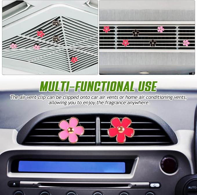 PartyKindom 6 Pcs Daisy Flower Car Air Freshener Clips Cute Aromatherapy Vent Clips for Women Multi-Functional Air Diffusers for Home and Auto