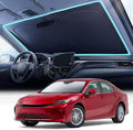 2026 Upgraded Nmoiss Car Windshield Sun Shade [Dot Matrix Reflective Coating] Extended Edge No Light Leakage Design Cooling Protect Car Interior from UV Damage Small