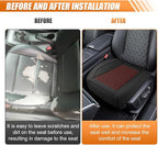 Luxury Faux Leather Car Seat Cover, Anti-Slip Waterproof Universal Front Bottom Seat Protector with Storage Pocket, Triangular Pattern Vehicle Seats Cushion for Sedans, SUVs, Trucks (Black&Red)
