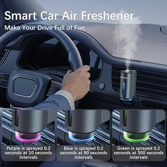 Smart Car Air Freshener Diffuser,Car Aroma Diffuser Air Freshener Spray Automatic with 6PCS Cologne Aromatherapy Oil (Grey 3PCS)
