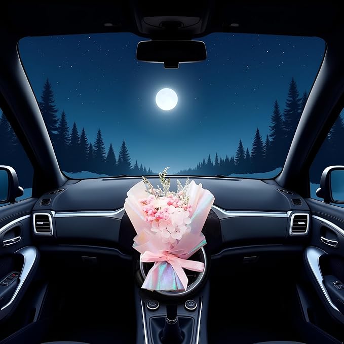 Pink Mini Dried Flowers Bouquet for Car Air Vent Clips, Car Air Outlet Perfume Decoration FlowerVent Clips Air Fresheners Interior Accessories Automotive