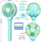 WiHoo Portable Stroller Fan, 11H Ultra-long Battery Life 3 Speed 360°Rotate, USB Rechargeable or Battery Operated Cooling Clip On Personal Fan for Baby Crib Travel Car Seat Blue