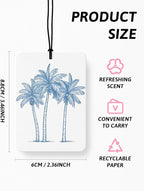 Blue Beach Car Air Freshener 4 PCs, Preppy Girly Beach Shells Starfish Palm Trees Hanging Air Freshener for Cars Closet Drawer Books, Cute Beachy Car Accessories Mirror Decor for Women