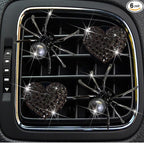 4 Pcs Black Bling Spider and Heart Car Air Fresheners Vent Clips Diffuser Vent Clip Rhinestone Diamond Decoration Car Interior Decor Cute Accessories for Women, Automotive Air Fresheners