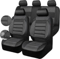 CAR PASS Leather 3D Foam Back Support Car Seat Covers Full Set Air Mesh Automotive Seat Covers, All Season Car Seat Cover Fit Automotive,SUV,Sedan,Van, Airbag Compatible Elegance (Black Charcoal Gray)