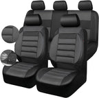 CAR PASS Leather 3D Foam Back Support Car Seat Covers Full Set Air Mesh Automotive Seat Covers, All Season Car Seat Cover Fit Automotive,SUV,Sedan,Van, Airbag Compatible Elegance (Black Charcoal Gray)