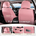 Coverado Front Seat Covers, Luxury Faux Leather Breathable Waterproof Protectors, Universal Fit for Cars, SUVs, Trucks, Durable Car Seat Protectors, Waterproof Car Cushions – Pink
