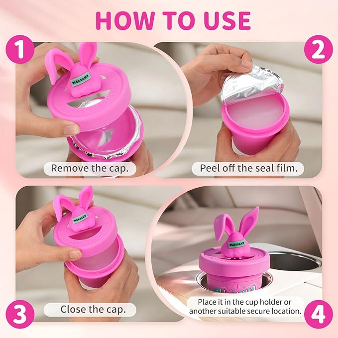 Diffusers for Home Grape Scent 2 Pack, Bathroom Diffuser Cute Bunny Shape for Office, Air Freshener Diffuser Gel Leak-Proof Car & Room, Bathroom Scent Diffuser Gift for Friends and Family