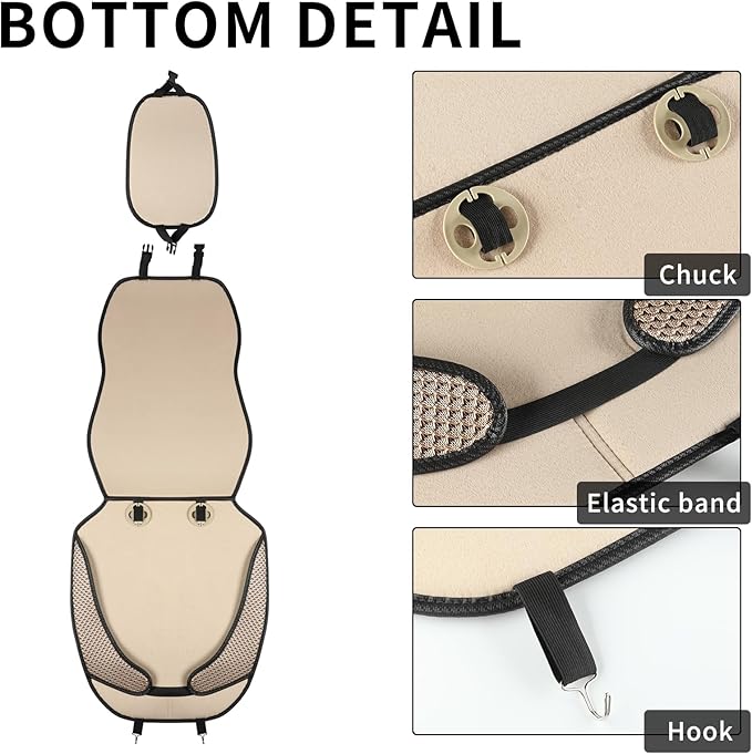 Auto Newer Car Seat Cover,Breathable Front Car Seat Cushion,Comfortable Car Seat Protector,Anti-Slip and Full Wrap Driver Car Seat Protector with Storage Pocket,Universal All Seasons(Beige,1PCS)