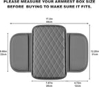 Upgraded Car Center Console Cover Fit for Land Cruiser Faux Leather Car Armrest Cover Cushion with 2 Storage Bags,Car Armrest Storage Box Interior Accessories(Grey&Whiteline)