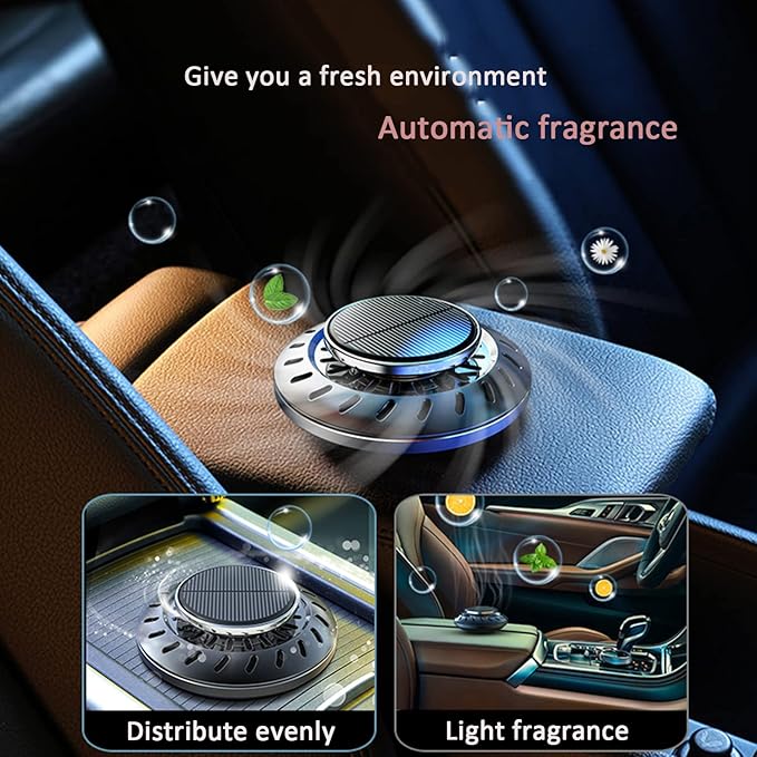 Kwak's Car Air Freshener,Rotating Solar Aromatherapy Essential Oil Diffuser Scent Car Decoration Automotive Interior Accessories (Black)