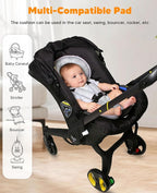 Infant Car Seat Insert for Newborn Girls Boys, 3 in 1 Reversible Cushion for Carseat with Strap Pads Buckle Cover Extra Soft Carseat Support Pad for All Season, Grey