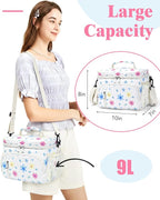 Insulated Lunch Bag for Men & Women, 9L Leakproof Lunch Box Soft Cooler Tote with 5 Pockets, 600D Oxford, EVA Lining, Adjustable Strap for Work, Picnic, Beach&Travel-Corduroy Colored Flowers