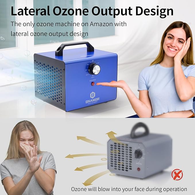 ONAMOR Ozone Generator 80000mg, Ozone Machine Odor Removal, Ozone Ionizer Deodorizer, High Efficiency Ozone Odor Eliminator for Home, Car, Smoke, Basement and Pet Room, Blue