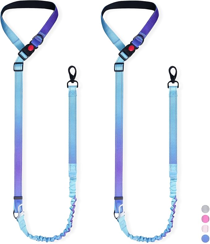 2 Piece Dog Car Seat Belt Harness Retractable Restraint for Car Headrest Adjustable Heavy Duty & Elastic & Durable Dog Car Seat Belt (Blue)