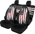 KEIAHUAN 4th of July Car Seat Cover Full Set American Flag Patriotic Breathable Car Front Seat Cover and Rear Bench Cover Set of 4