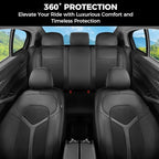 FLORICH Car Seat Covers Front Seat, Universal Seat Cover 2 Seats, Automotive Seat Covers with Mesh Leather, Waterproof Car Seat Protector, Breathable Car Seat Cushion for Most Car SUV Truck, Black