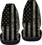 ELEQIN Camo American Flag Seat Covers, Car Seat Covers Front Seats, Car Seat Cushion, Front Car Seat Covers Canvas Car Seat Protector Universal Fit Most Cars